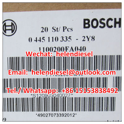 China Genuine and New  injector 0445110335 , 0 445 110 335 , 0445110 335 , 1100200FA040 JAC original, exchange 0445110512 supplier